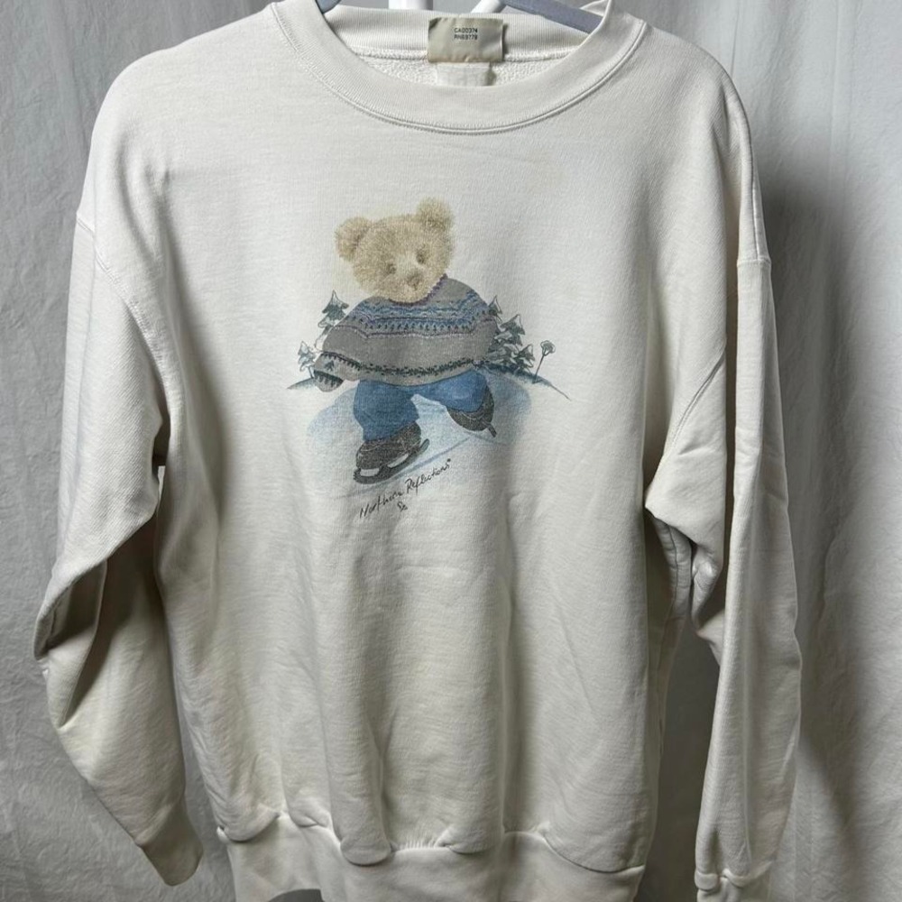 90S Made In Canada Cottage Essentials Sweatshirt White Size‎ L Bear